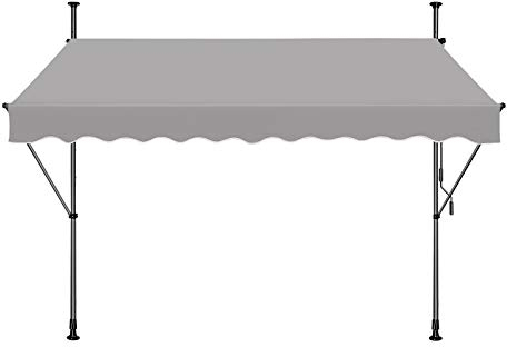 NAIZY Klemmmarkise Balkonmarkise, Einziehbar Balkon-Sichtschutz Balkonbespannung Witterungsbeständig und Wasserabweisend, UV-beständig und höhenverstellbar Größen (Hellgrau | 300 * 120cm)