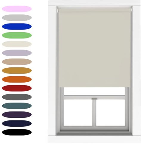 Natural Blackout Roller Blind Metal Fittings Trimmable UV Protection Thermal Properties Premium Fabric Home Office Bedroom Kids Room Child Safe Easy Fit 90cm Width x 160cm Drop