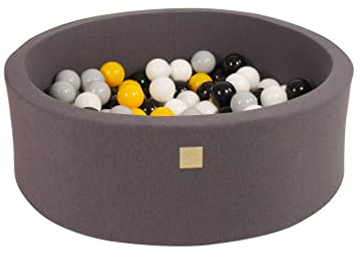 MEOWBABY Bällebad Baby - Rund 90x30cm Ball Pit für Kinder ab 1 Jahr mit 150 Bälle - Weiches & Sicheres Bällepool, Cotton, Dunkelgrau