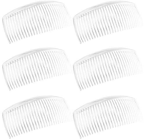 SourceTon Haarkamm mit 29 Zähnen, Kunststoff, Haarkamm für feines Haar, Accessoire für Damen, transparent, 6 Packungen