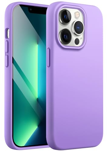 JETech Cover in Silicone per iPhone 13 Pro Max 6,7 Pollici, Custodia Protettiva per Tutto il Corpo Morbida al Tatto, Copertura Antiurto con Fodera in Microfibra (Viola Chiaro)