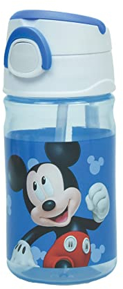 GIOVAS Mickey Characters Pop Up Water Bottle Drink Bottle Flask with Cord for Easy Carry School Lunch Kids Childrens 350ml