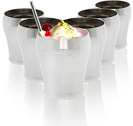Stainless Steel Cups Metal Drinking Glasses 300ml Set of 6 Wine Glasses Reusable Metal Beer Tumbler Stackable Shatterproof Unbreakable Cocktail Gin Water Juice Iced Coffee Party Travel Camping Outdoor