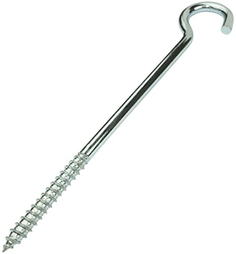 AERZETIX - C57998 - Juego de 5 ganchos cáncamos acodados para atornillar Ø8x140mm en forma C - gancho abierto con tornillo autorroscante - en acero galvanizado - color plata