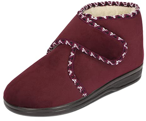 BAWAL Damen Warme Hausschuhe Winterschuhe Velours Gefüttert mit Wolle Klettverschluss 36 37 38 39 40 41 EU (Burgunderrot, EU Schuhgrößensystem, Erwachsene, Numerisch, M, 41)