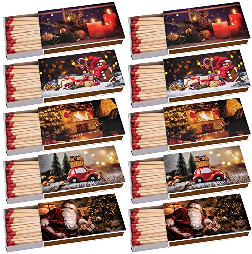 Kaminhölzer Winter Village Kaminstreichholz Zigarrenhölzer Pfeifenhölzer 100mm Streichhölzer Kaminanzünder Zündhölzer Zigarre Pfeife Kamin Grill Kerze Lange Brenndauer (10 Packungen)