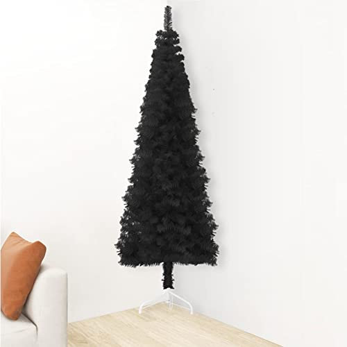 Tidyard Albero Natale Artificiale Sottile a metà Supporto Nero 180 cm,Albero di Natale Artificiale ad Angolo con Supporto,Mezzo Albero di Natale da Parete,metà di Un Albero Normale,Mezzo Tondo