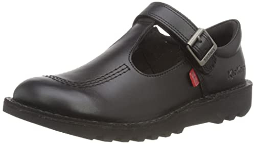 Kickers Girl's Kick T Vel School Uniform Shoe | Smart Everyday School Look | Everyday Comfort Fit, Cushioned for All-Day Wear, Black, 3 UK Child