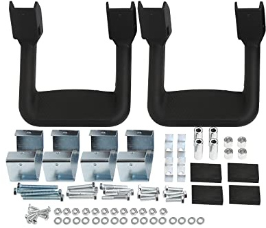 2 Pieces (1 Pair) Black Powder Coated Truck Side Step Set, Includes Mounting Brackets - Fits Various Trucks Compatible for Chevy (Chevrolet), Ford, Toyota, GMC, Dodge RAM and Jeep