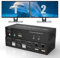 DisplayPort KVM Switch 2 Monitore 4K@60Hz DisplayPort Splitter, DP 1.2 KVM Switch 2 in 2 Out mit Audio Mikrofon Ausgang und 3 USB 2.0 Hub, PC 2 Monitore Tastatur Maus Switcher