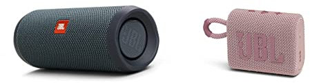 JBL Flip Essential 2 Enceinte Bluetooth Portable avec Batterie Rechargeable, Étanchéité IPX7, Noir & GO 3 – Portable et légère, aux Basses intenses et au Style Audacieux – Rose