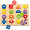 Coogam Toy Wooden Shape Peg Puzzle, Fine Motor Color Matching Sorting Board, Early Learning Educational Activity Toy Gift for Preschool Toddler Baby 3 4 5 Year Old