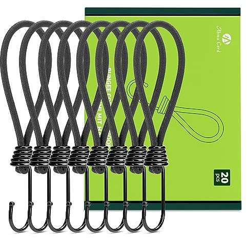 Abma Cord Spanngummi mit Haken 18cm 20 Stück Expander mit Haken Kurz Gummispanner Planenspanner Haken für Plane, Netze, Zelte, Anhängerplane, Banner - Schwarz