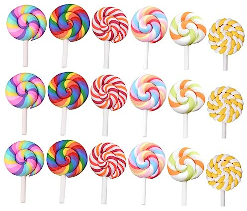 EXCEART 35st Simulation Lutscher Regenbogen-lutscher Cupcake-Topper Lutscher-Miniatur Lollipop-Spielzeug Aus Lutscher-Ornament Süßigkeiten Requisiten DIY-Lolly Kind Ton Selbstgemacht