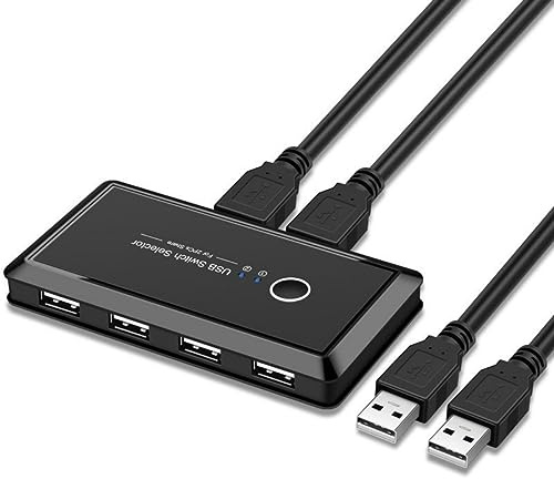 Chenyang USB 2.0 KVM Sharing Switch Selector 2 Computer condividono 4 Dispositivi USB per Tastiera, Mouse, Scanner, Stampante