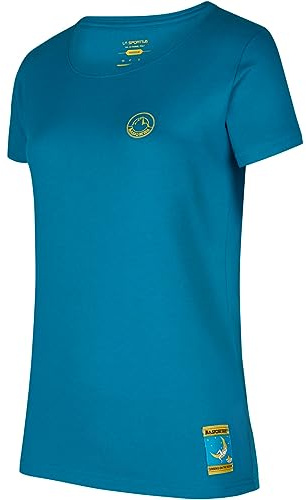 LA SPORTIVA Damen Climbing on The Moon T-Shirt, Turchese-Giallo, L