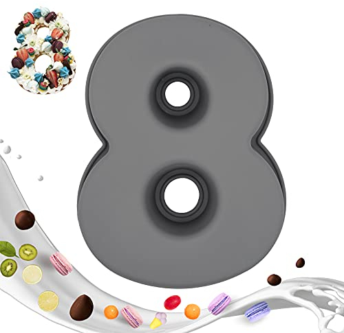 masteymoh Kuchenform Zahlen Groß Backform Zahlen Groß 0-9 Silikon für Geburtstag Hochzeit Jubiläum, Zahlen Silikonform Groß (8)