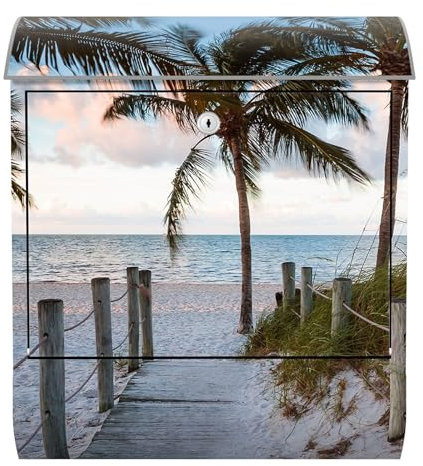 Arcondo Design Briefkasten mit Motiv und Zeitungsfach Promenade zum Strand von Key West
