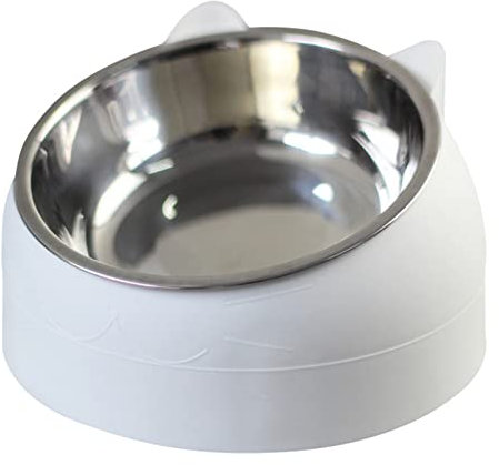 Cat Bowl Pet Bowl Stainless Steel Cat Food Water Bowl Cat Dishes Stainless Steel Detachable Prevent Slip Cartoon Shape Dog Cat Feeding Bowl Suitable for Indoor Small Pets (White1)