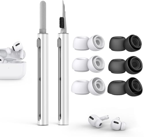 Ersatz-Ohrstöpsel für Airpods Pro 1/2 aufsätze mit Loch zur Geräuschreduzierung, Reinigungsset für Airpods mit 6 Paar Silikon-Ohrstöpsel für Airpods Pro 2/1 die Ladehülle case, 3 Größen (S/M/L)