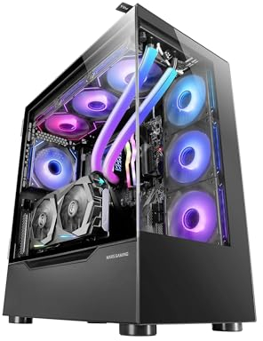 Mars Gaming MC-ULT, Custom XXL E-ATX Gaming Case, Dual Tempered Glass 90º Frameless + Side Door, Full Liquid Cooling Support, PC Tower with Dual Vertical Chamber Design, Black