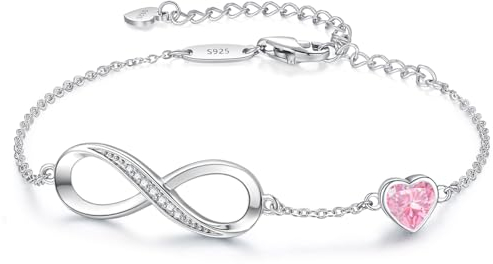 LOUISA SECRET Infinity Armband für Damen Silber 925 Schmuck Damen Armreif Verstellbar Armkette Geburtstags Muttertag Weihnachten ValentinstagGeschenk für Frauen Freundin Mama