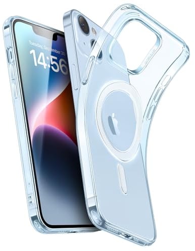 ESR für iPhone 14 Hülle/iPhone 13 Hülle, Kompatibel mit MagSafe, Klares Silikon Handyhülle iPhone 14/13 Case, Stoßfeste Dünne Vergilbungsbeständige Transparente Schutzhülle, Zero Serie, Blau