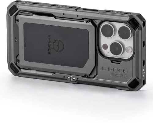 Tilta Khronos Schutzhülle kompatibel mit iPhone 15 Pro, Aluminiumkonstruktion, Verwendung mit Zubehör für fortgeschrittenes mobiles Filmemachen (Space Gray)
