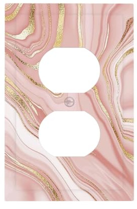 Elegant Rose Pink Gold Modern Abstract Marble Art Ombre Girl Woman Texture 1 Gang Duplex Receptacle Wall Plate Jumbo Electrical Outlet Decorative Decorator Light Switch Faceplate Plug Socket Cover