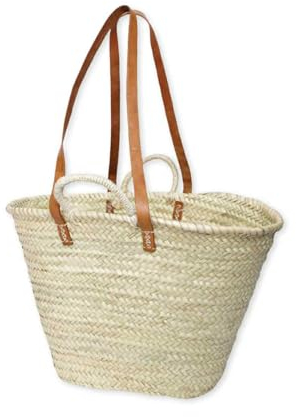 Varletta Capazo de Playa Artesano con doble asa Muy comodo y Gran Capacidad - Bolso Playa Mujer de Palma Natural - Cesto de Mimbre