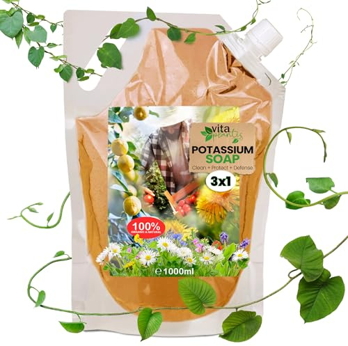 Jabon Potasico Solucion Natural para Jardin, Plantas, Frutales y Huerto de Interior y Exterior: Triple Accion: Proteccion, Prevencion y Defensa Natural (1000 ml)