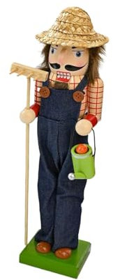 Wooden Nutcracker Christmas Decoration Table Centerpiece Christmas Nutcracker Soldier Nutcracker Figurine for Living Room, Farmer