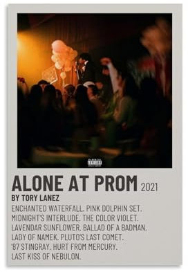 KLYTRD Poster mit Tory Lanez Alone At Prom, dekoratives Gemälde, Leinwand, Wandposter und Kunstdruck, moderne Familienschlafzimmer-Dekoration, Poster, 20 x 30 cm