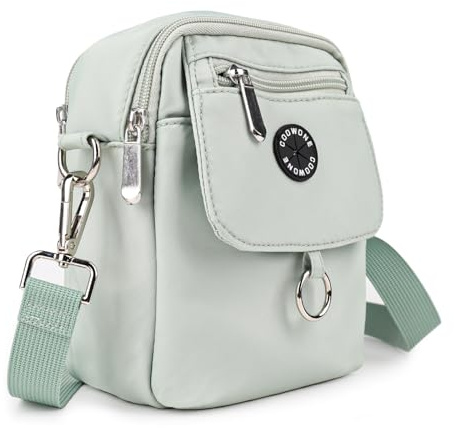 COOWONE Dog Treat Pouch Waterproof Dog Walking Bag with Poop Bag Holder, Multiple Pockets Messenger Pack, Adjustable Thicken Shoulder Belt Bilayer CrossbodyBag for Puppy Training Hiking (Light Green)