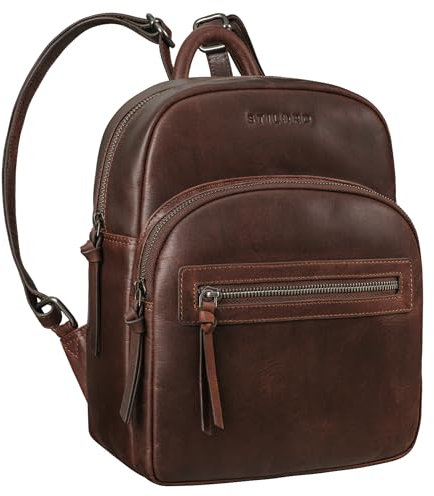 STILORD 'Alba' Kleiner Leder Rucksack Damen Vintage Daypack City Rucksack | Mini Echtleder Rucksack für Shopping, Reisen, Büro & Uni, Farbe:bourbon - braun
