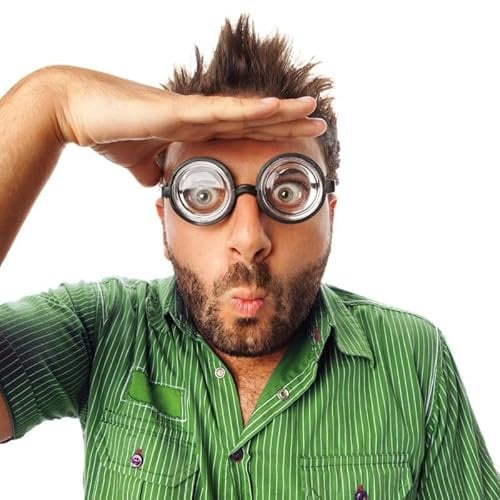 Hatstar Lustige Vergrößerungs Brille | Riesenaugen Fachidiot Sonderling | Vergrößere Deine Augen | Streber Nerd Horn Brille für Erwachsene, Kinder | Kostüm Accessoire zu Karneval & Fasching