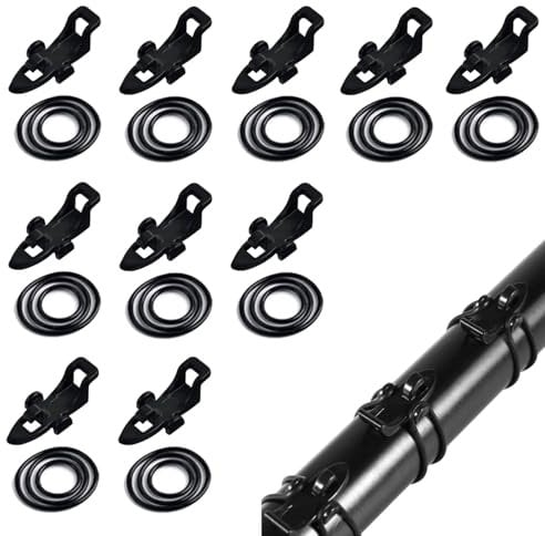 GHYJHS 10 PCS Fishing Hook Keeper Professional Fishing Hook Holder Fishing Hook Covers Fishing Rod Hook Holder with 3 Different Rubber Rings for Fishing Rods Fishing Holder, Black
