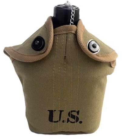 CDJBHW Bouteille d'eau et housse de protection en acier inoxydable pour camping de la Seconde Guerre mondiale US M1910 (kaki)