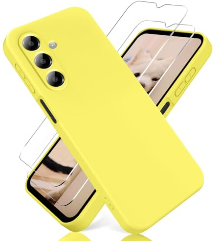 YiKaDa - Hülle für Samsung Galaxy A16 4G/5G & [2 Stück] Schutzfolie, Ultradünnes Weiches TPU Silikon Schutzhülle - Gelb