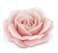 Cereria Parma - Candela Profumata Artigianale a Forma di Fiore Rosa, colore Cipria - Made in Italy, 300gr, diametro 14cm