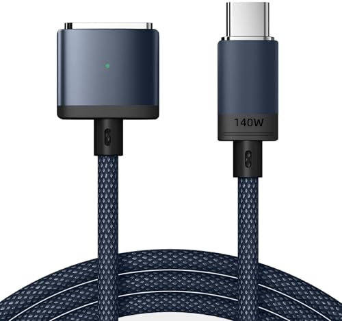 ALKEUR Cable USB C a Mag-Safe 3, 140 W, PD, carga rápida tipo C a Mag Safe 3, cable de carga compatible con MacBook Pro M1 2021/M2 2023 (14/16), MacBook Air M2 (13''/15), M3/M3 Pro/M3 Max 2024 (14
