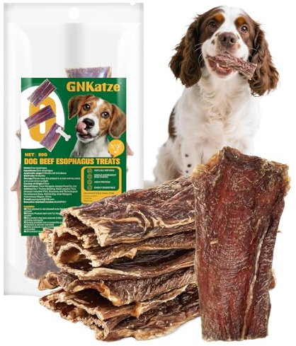 Friandises pour Chiens à Base d'œsophage de bœuf, friandises à mâcher saines, entièrement Naturelles et à ingrédient Unique pour Chiens, Riches en protéines et Longue durée,80G (80 G)
