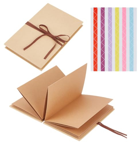PH PandaHall 2 Stück Akkordeon Scrapbook Alben, dehnbare faltbare Fotoalben braunes Erinnerungsbuch mit Aufklebern für DIY Reisegeschenk, Jubiläum, Weihnachten, Bilder Sammlung, 17.7x11.7cm