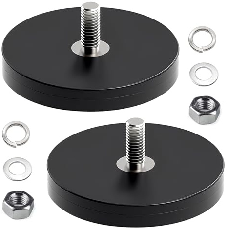 2 Stück Gummi Runde Magnete Ø66mm, Mit M5 Außengewinde, 30kg Tragkraft