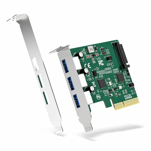 DriverGenius Turbo-X Tarjeta PCIe USB 3.2 Low-Profile (3X USB-A), 10Gbps | Tarjeta PCIe x4/x8/x16 para PC, compatible con Windows 11/10/Linux, incluye soportes estándar y de perfil bajo