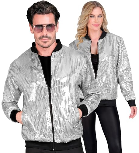 TrendandStylez Pailletten Bomberjacke für Damen & Herren [S-XXL] – Glitzer Jacke für Karneval, 80er & Disco Party, funkelndes Kostüm-Accessoire für Festival & Show in Gold, Silber, Schwarz