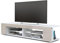 Vladon Lowboard Movie, TV-Kommode mit 4 offenen Fächern und Zierleisten, Weiß matt/Sandgrau Hochglanz (134 x 29 x 39 cm)
