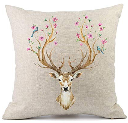 Redland Art Magisch Hirsch Geweih Blühen Blume Muster Baumwolle Leinen Werfen Kissenbezüge Fall Kissen Abdeckung Hause Dekor