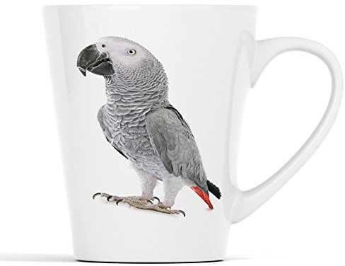 Merchandise for Fans Graupapagei Porträt |Latte Macchiato Becher Kaffeebecher mit Fotodruck |001