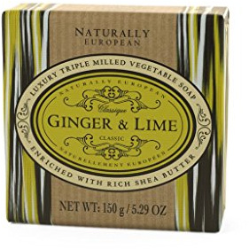 Naturally European Triple Milled Soap Bar Ginger and Lime 150g | Luxury Triple Milled Vegetable Soap That Moisturises and Cleanses. Fresh Citrus Scent with Ginger and Lime Notes.